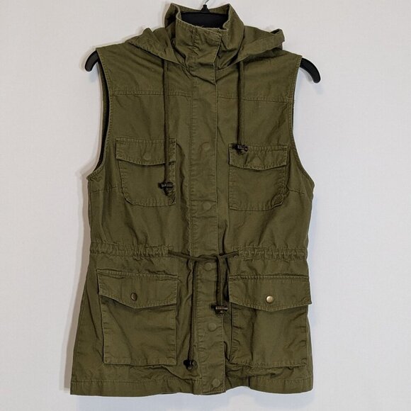 2 SABLE Olive, Army Green Hooded Sleeveless Hiking Cargo Jacket; Size M - Picture 1 of 4